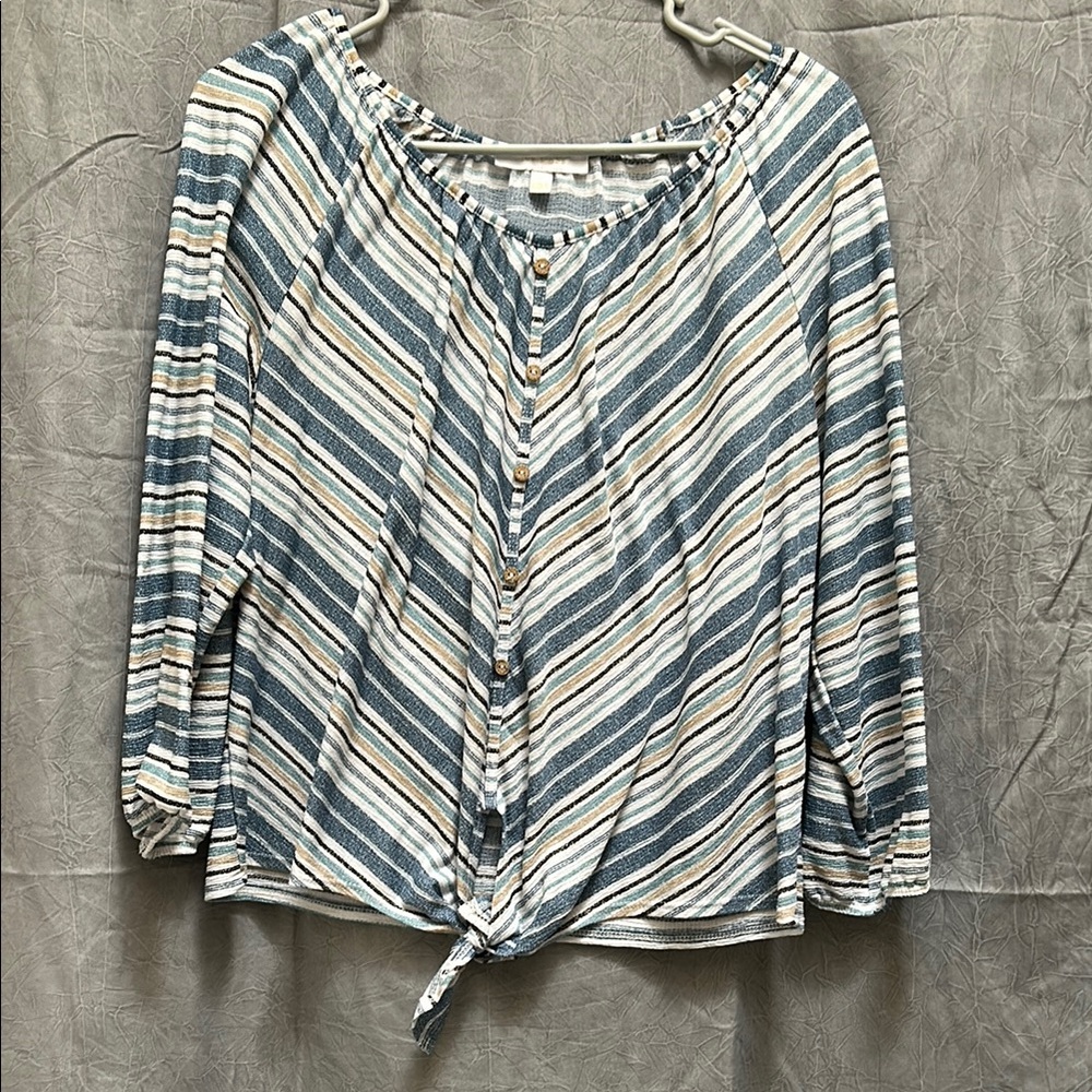 Striped Blue and White Women's Top
